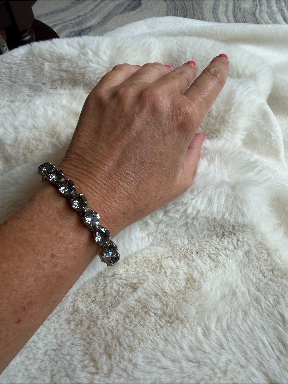 Women's Silver Crystal Tennis Bracelet - Clear Stones